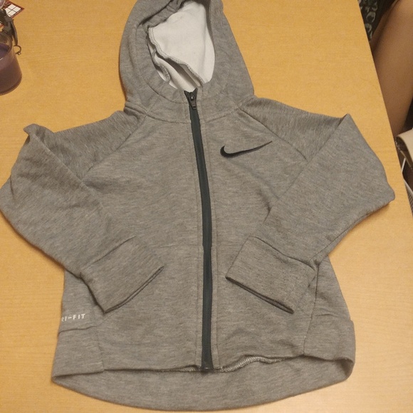 Nike • Girls Unisex Zip Front Hoodie Hooded Gray dri fit kids unisex sweatshirt - Picture 2 of 8